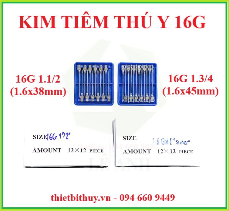 KIM TIÊM 16G CHO HEO NÁI - KIM 16 DÀI 38MM