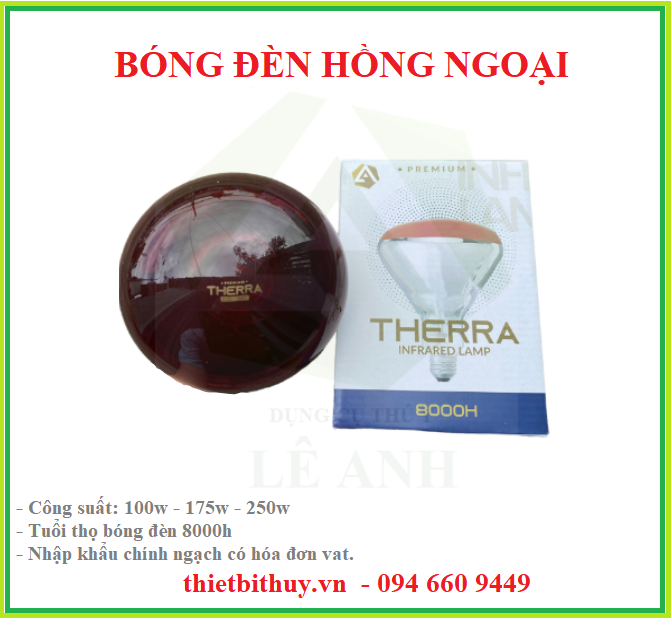 Bóng đèn hồng ngoại 100W - Thiết bị thú y Lê Anh