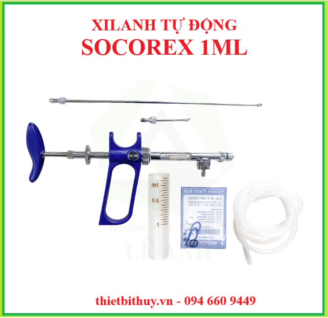 Xilanh tự động Socorex 1ml - Xilanh tự động loại dây - Thiết bị thú y Lê Anh