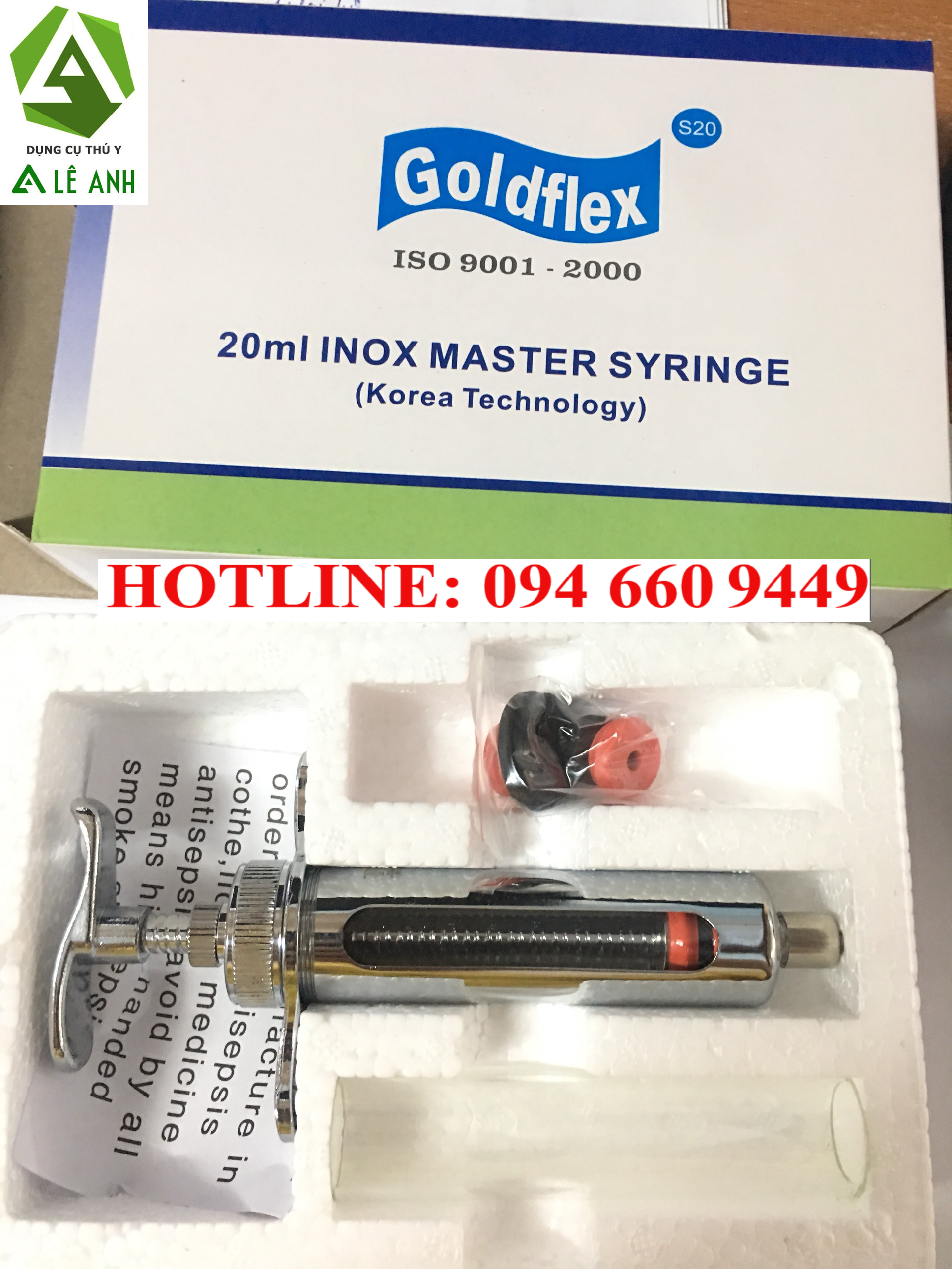 bơm tiêm inox 20ml - Xilanh inox goldflex